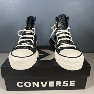 Converse Chuck Taylor All Star Lift Hi Into The Void Black Glitter Size 8.5